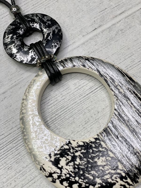 Alisha D Monochromatic Big Pendant Necklace Adjustable Cord