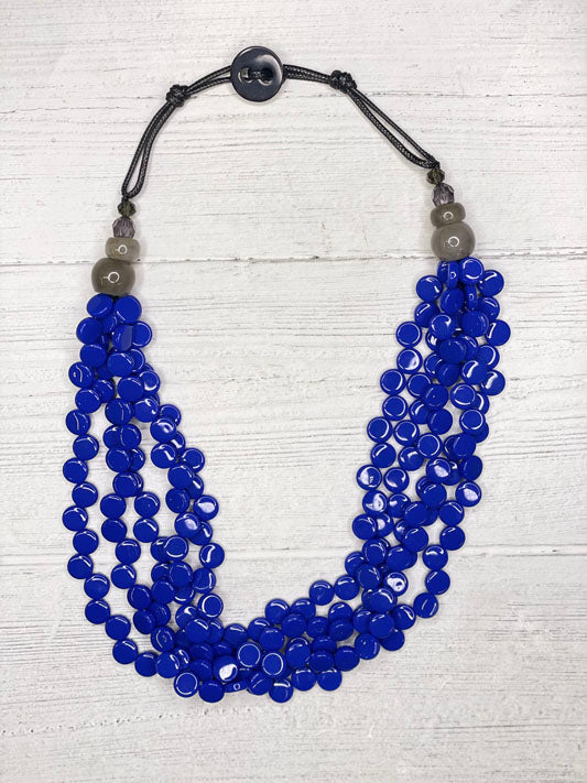 Wish Blue Resin Coins Multi Strands Necklace Alisha D