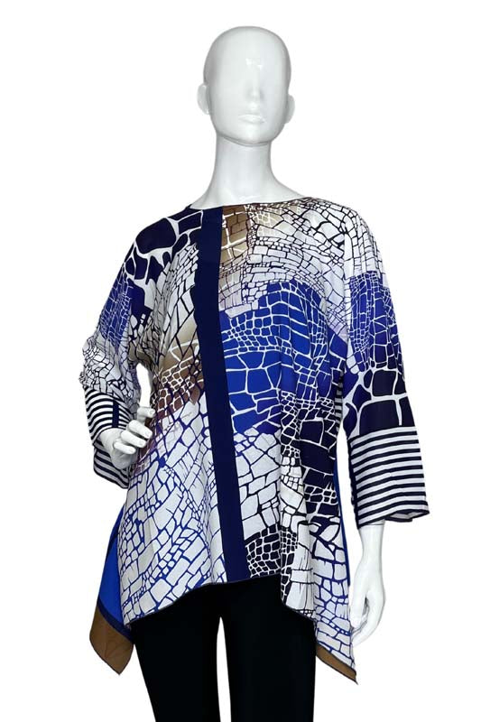 Lior One Size Stone Wall Sheer Print Tunic Top Women's
