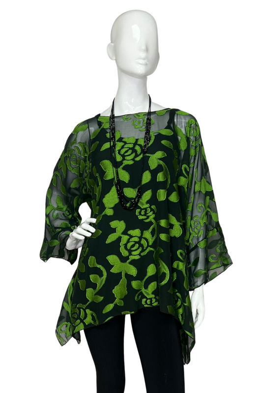Emerald Burnout Blouse One Size Fits All | LIOR