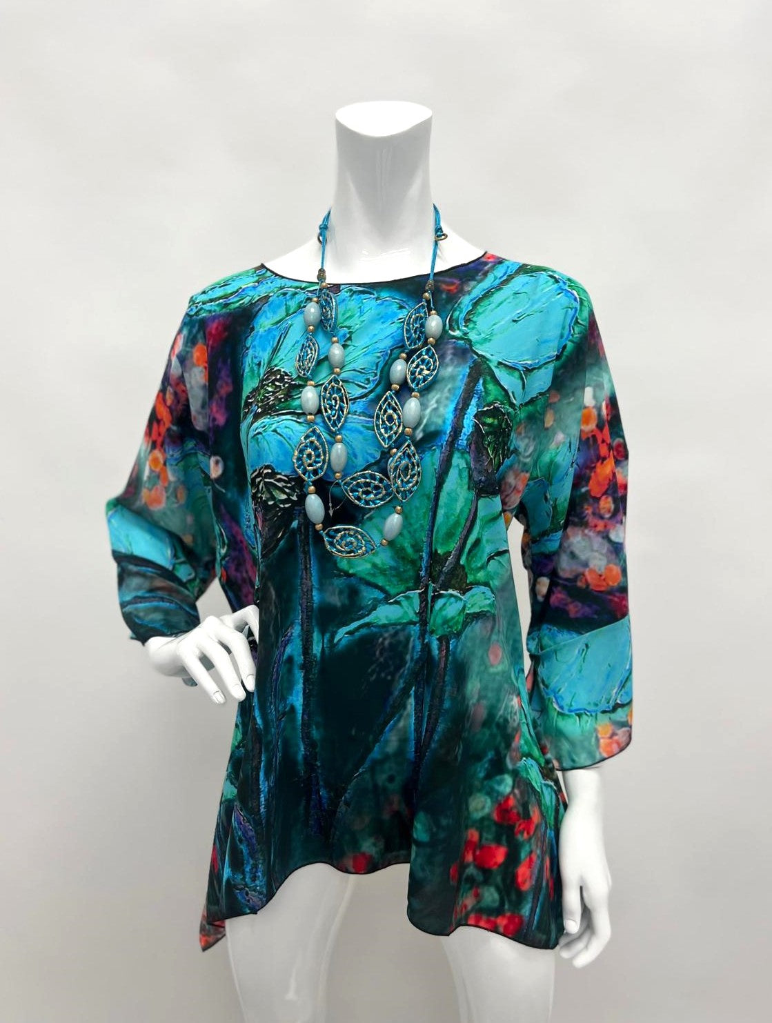 Turquoise Floral Blouse