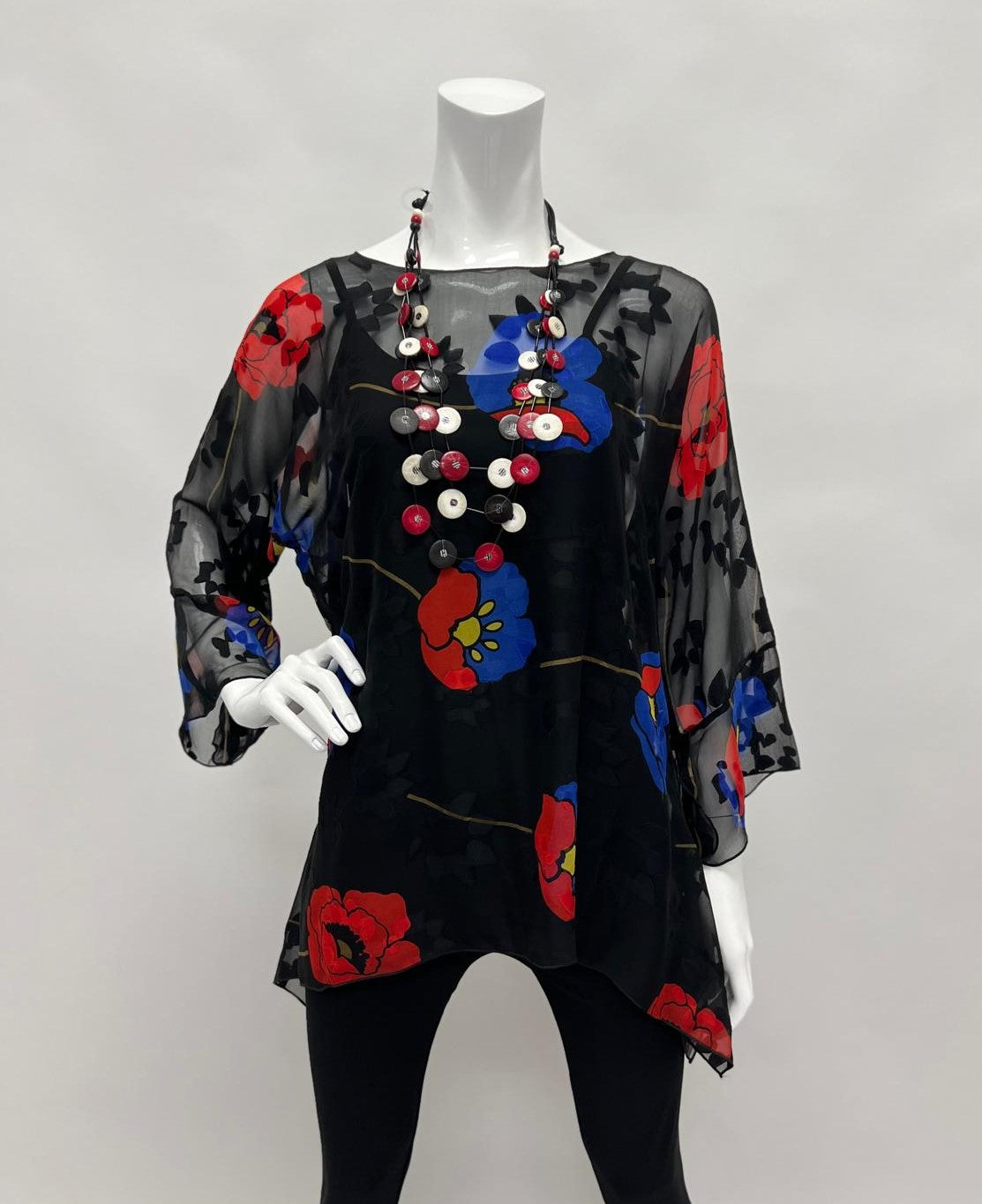 Midnight Floral Sheer Blouse