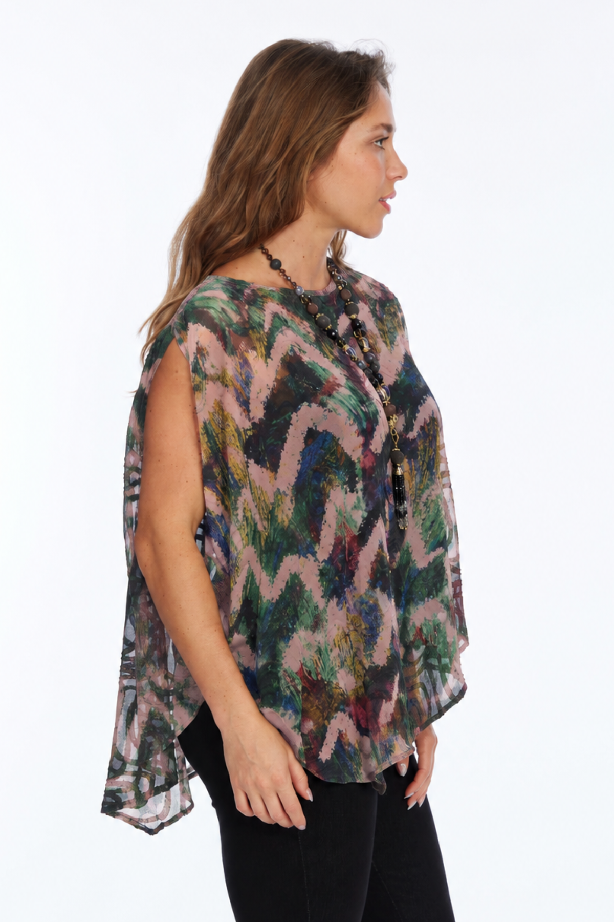 Off the shoulder Chevron Fall Art Deco Print Blouse | LIOR Women's