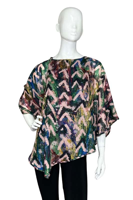 Off the shoulder Chevron Fall Art Deco Print Blouse | LIOR Women's