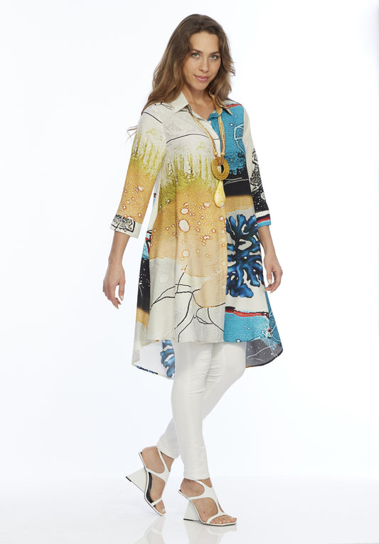 Women's Multi Bright Landscape Print Dress Shirt | LIOR