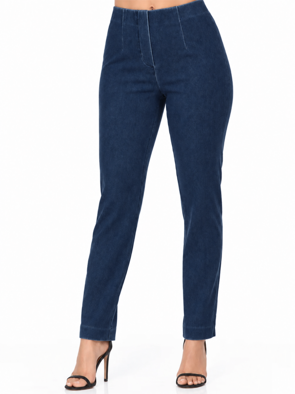 LIOR Women's Blue Denim Pull-On Pant Tapered Ankle Pant In Twill Denim-"Sasha"