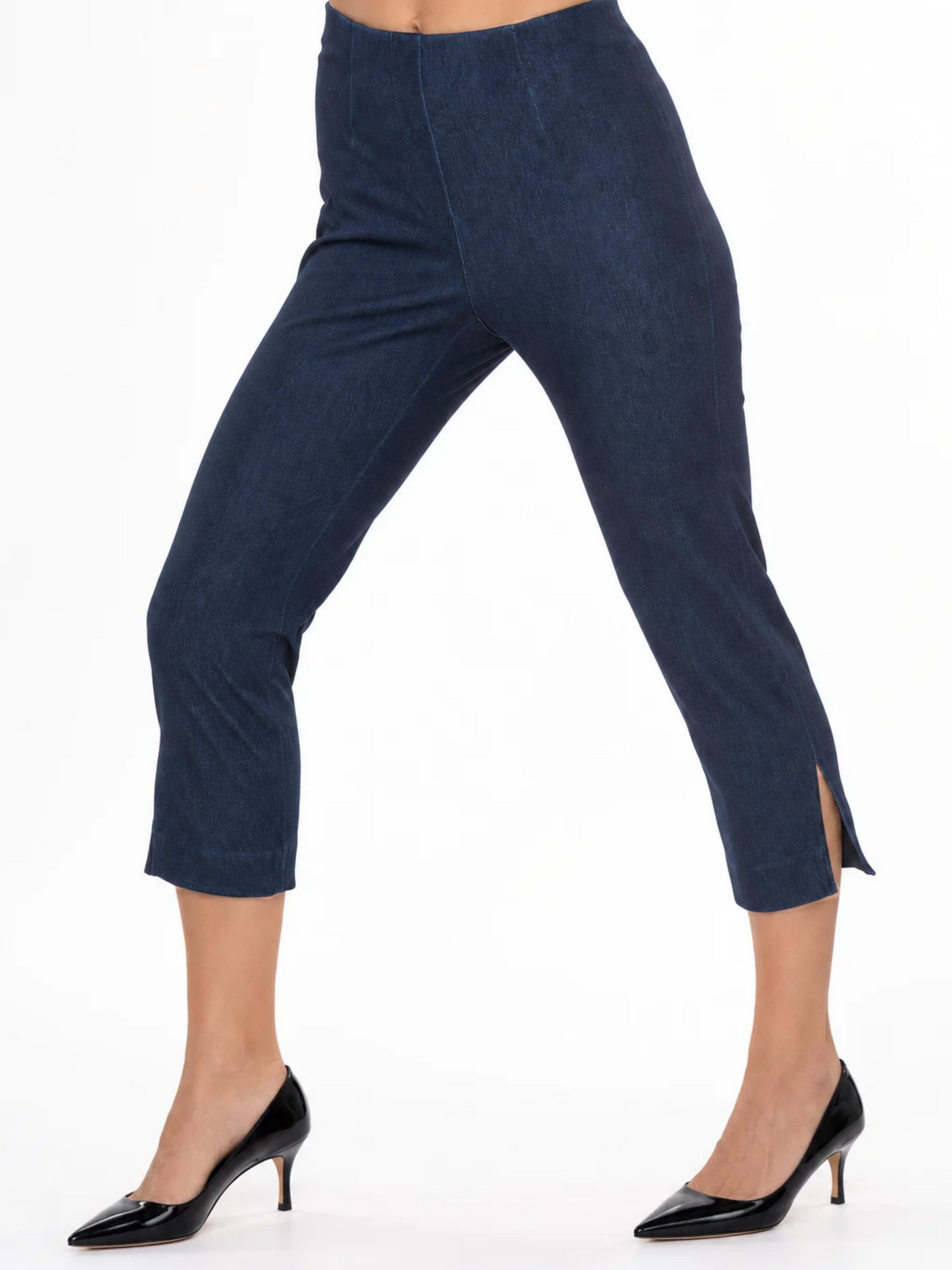 LIOR Women's Pull On Cropped Capri 23" Inseam Stretchy Cotton Denim - Sidney