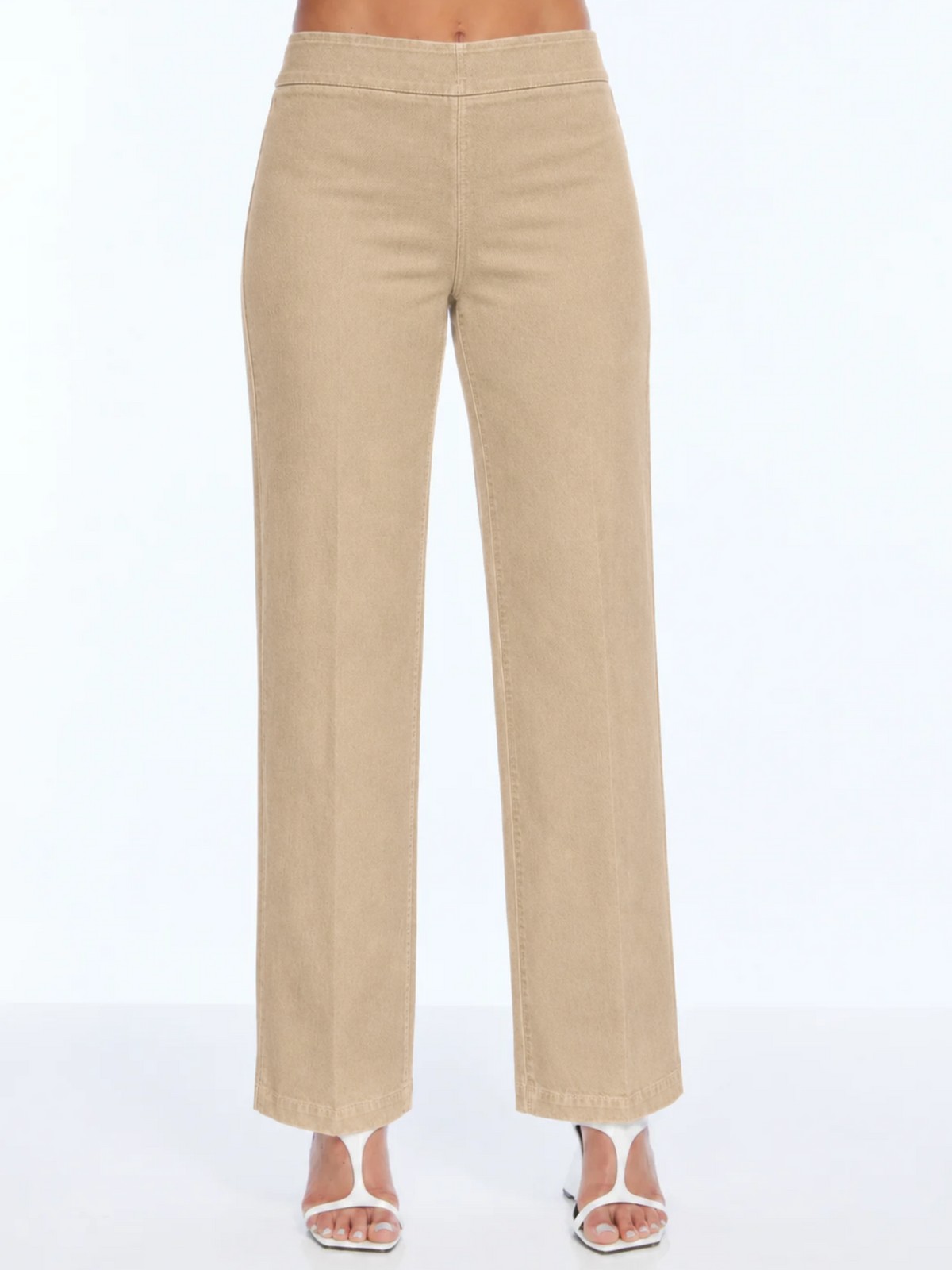LIOR Women's Mini Flare Pull On Pant 30" Inseam Soft Cotton Khaki Denim Jean-"Stella"