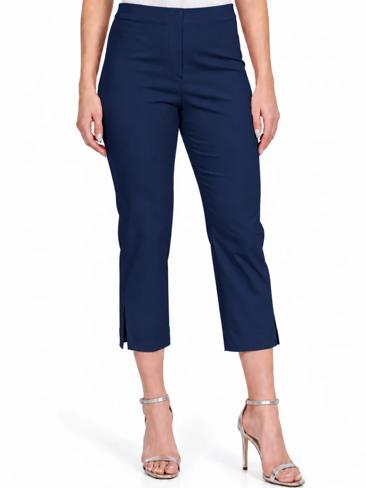 LIOR Women's  Navy Pull On Cropped Capri 23" Inseam Techno Fabric - "Sidney"