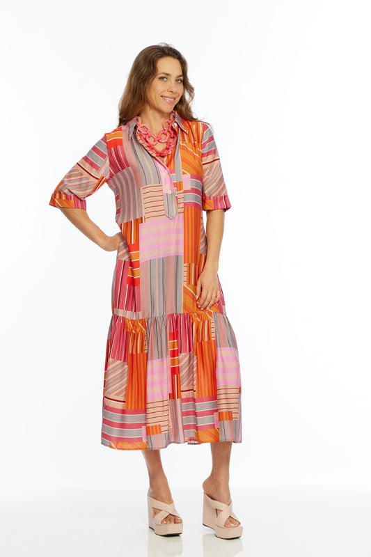 Multi Long Pink Flowy Dress VEGA | LIOR