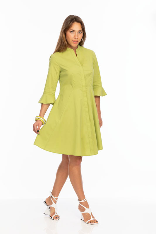 Cocktail 3/4 Bell Sleeve Dress Pleated Front Line | Victory