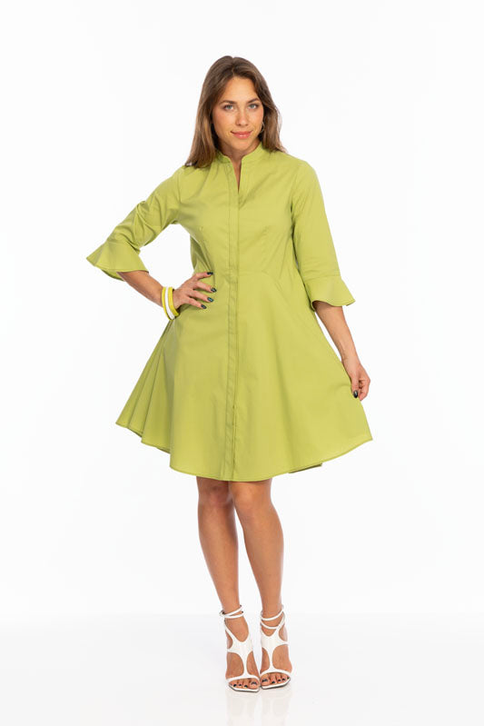 Cocktail 3/4 Bell Sleeve Dress Pleated Front Line | Victory