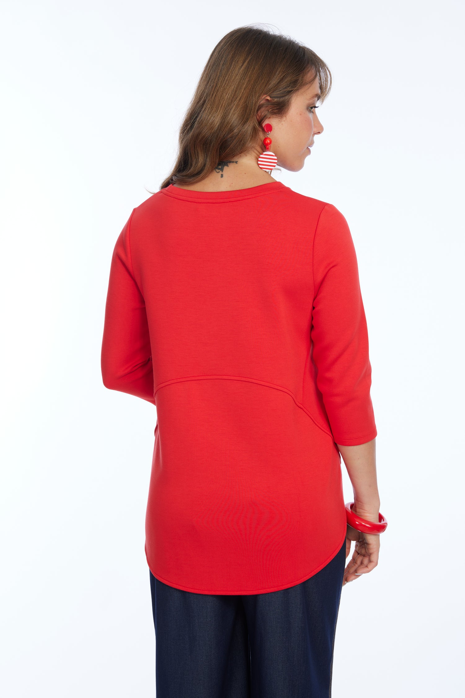women's red ponte knit top