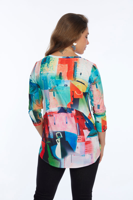 Premium Soft Knit Women's Top ZOFI Bright Color House Shape