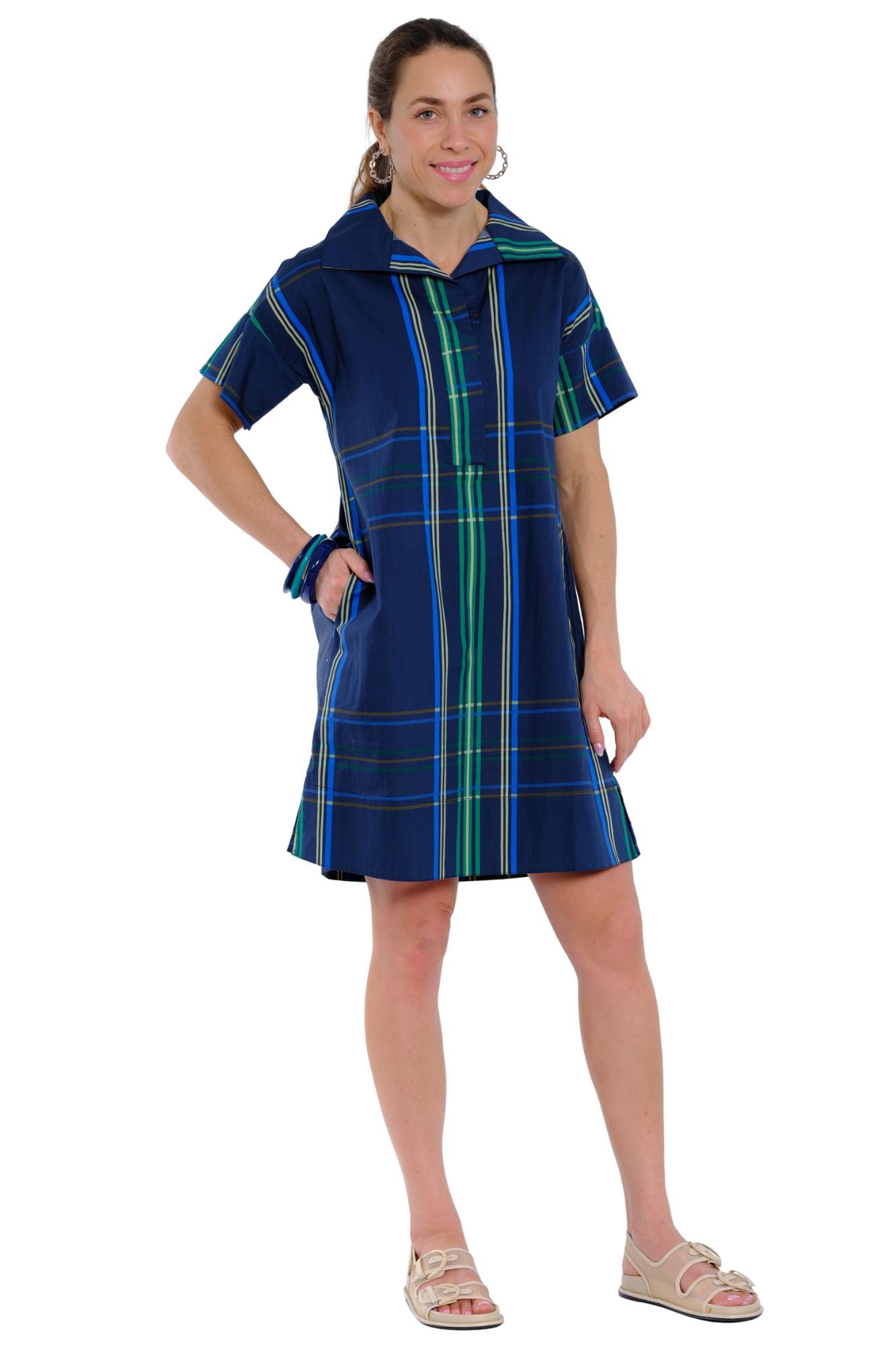 Lightweight travel friendly shirt dress for women