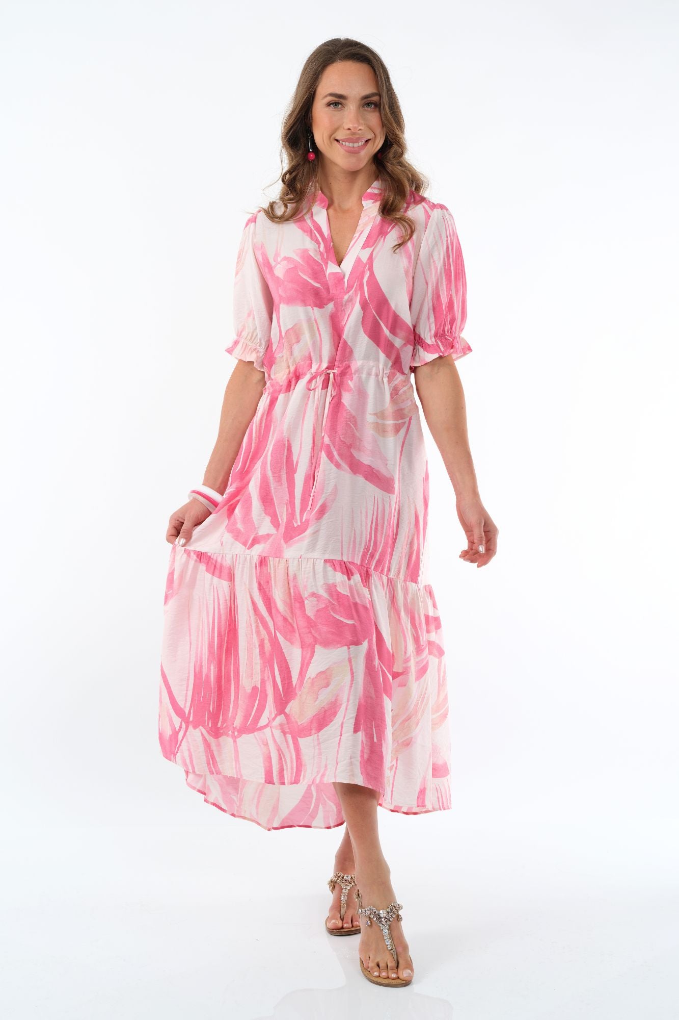 women's pink long dress