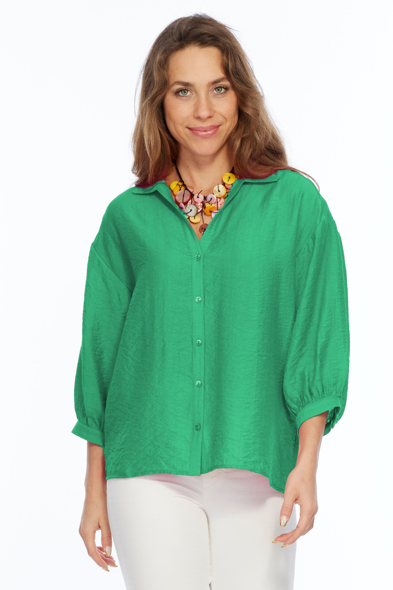 Women's Button Front Hot Pink Jacquard Blouse | BELLE LIOR