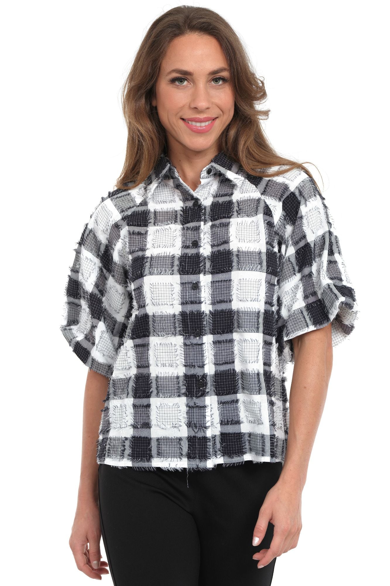 Black Plaid Top