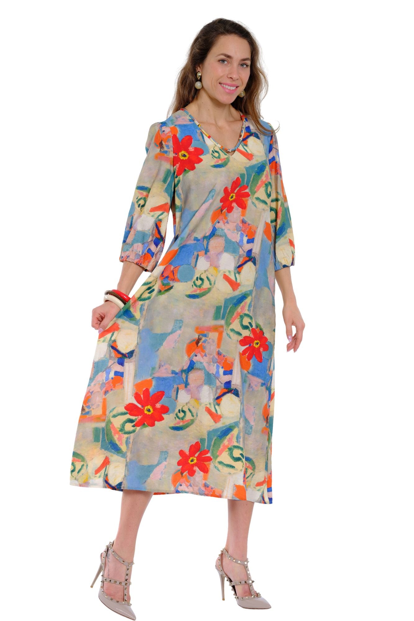 Women’s casual floral midi dress, perfect for everyday wear