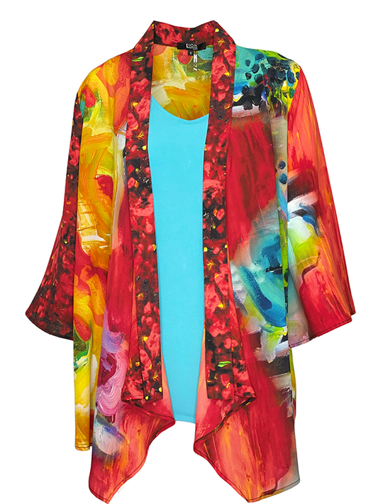 Lior Vibrant Floral Kimono Cardigan
