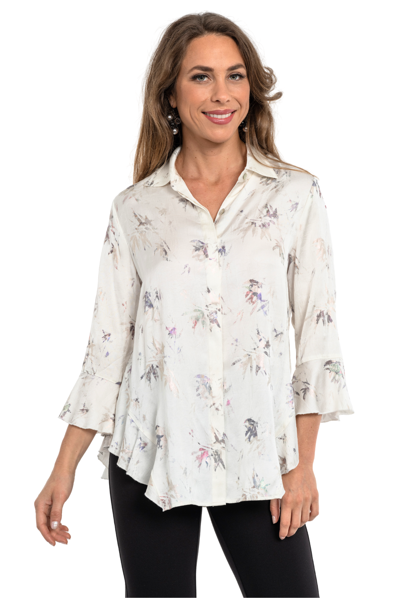 LIOR Happy Ivory Metallic Print Blouse