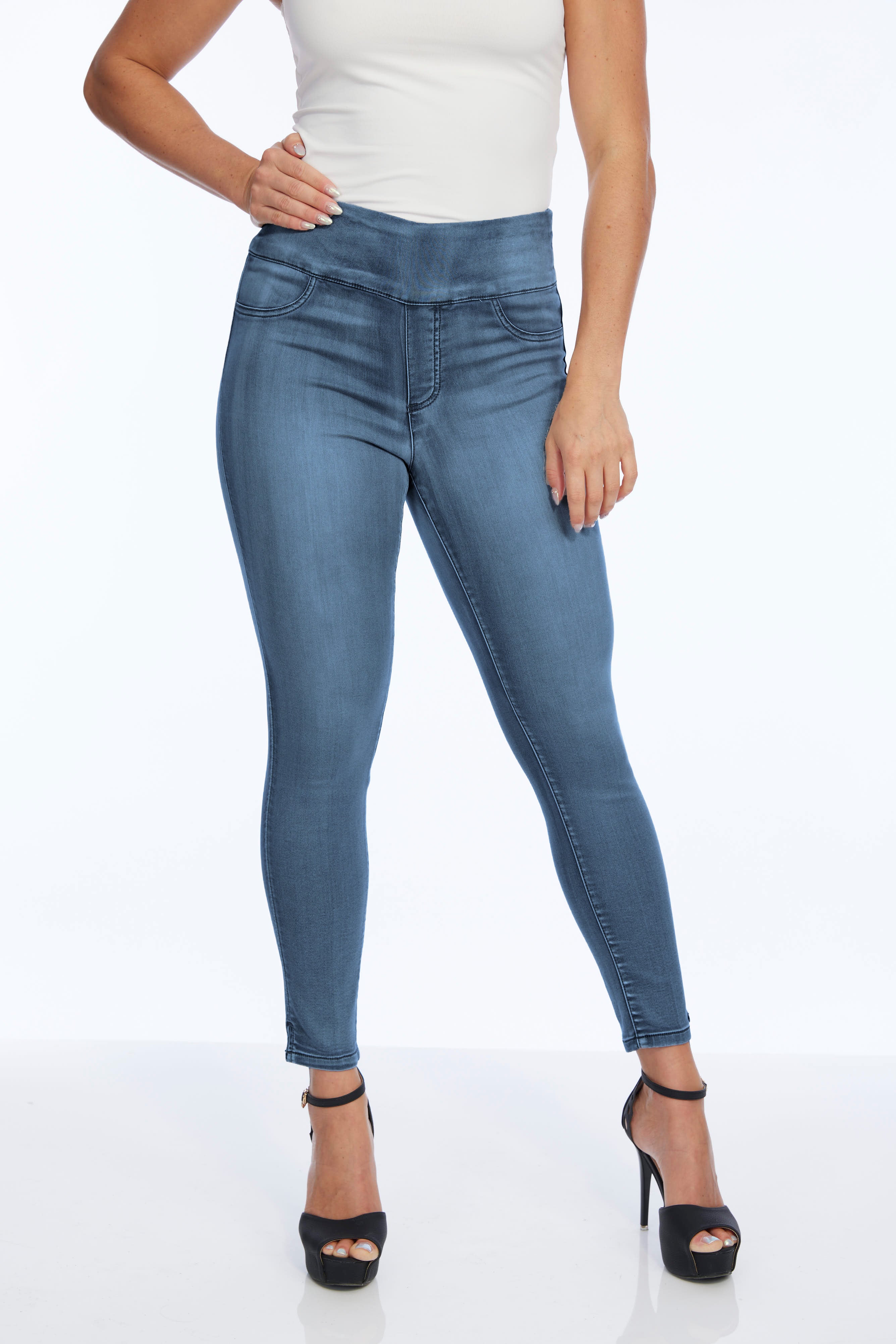 blue petite cropped pants