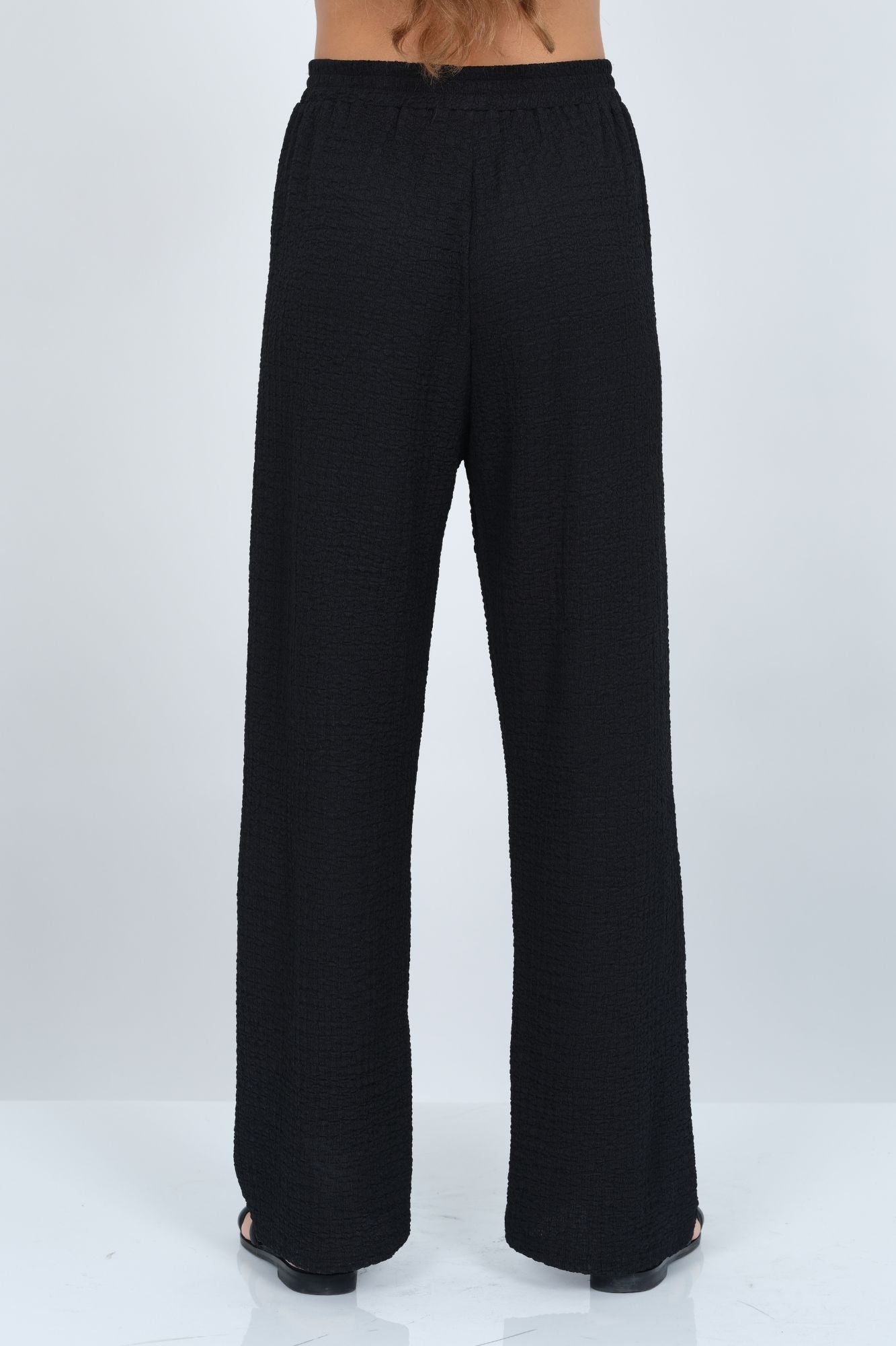 LIOR Women's Soft Waffle Knit Wide Leg Pant Pull On Crinkle Travel Pant  - "Katie"