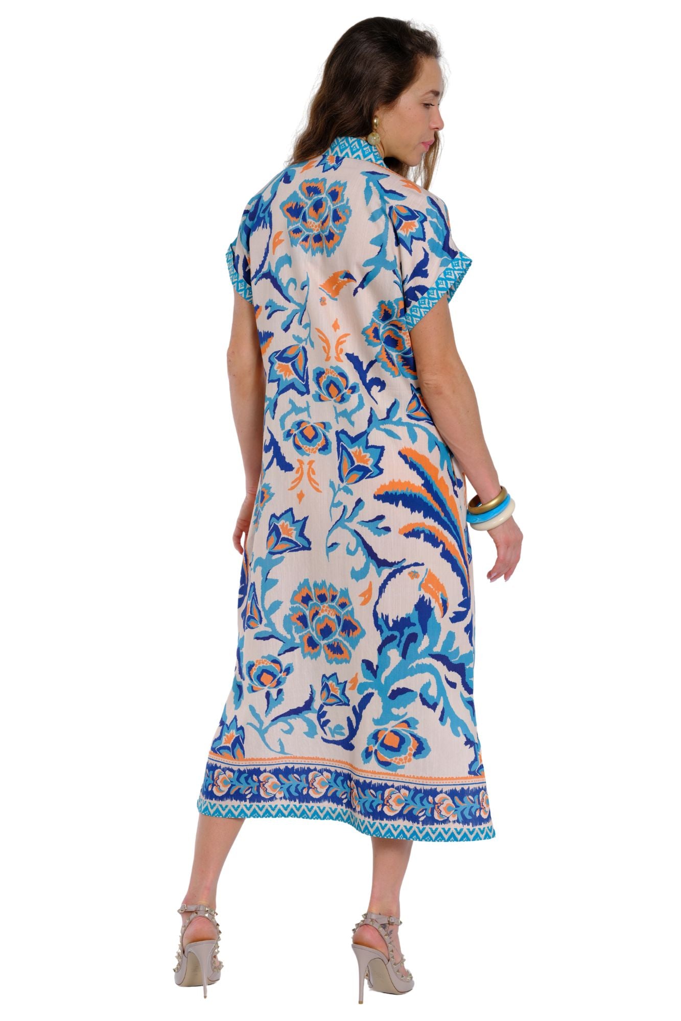 Women's collared floral midi dress perfect for summer and casual resort wear