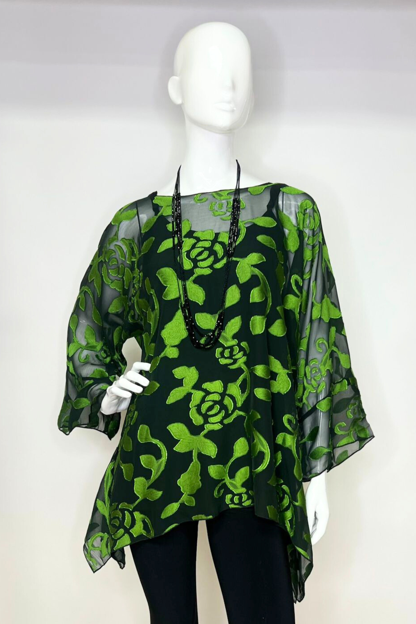 Emerald Burnout Blouse One Size Fits All | LIOR