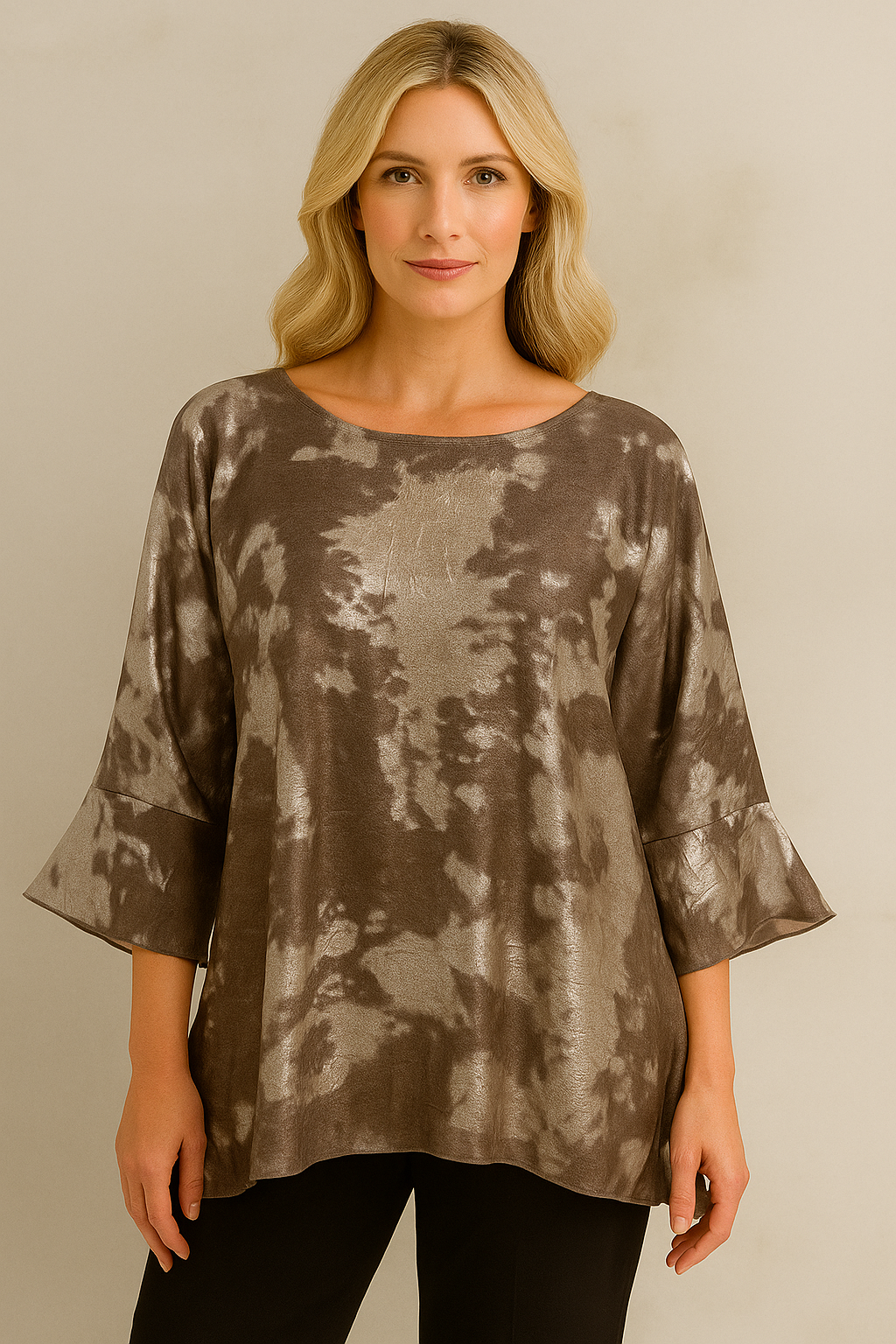 LIOR Women's Sparkling Taupe Gold Sheer Blouse One Size Fits All - "S1008"