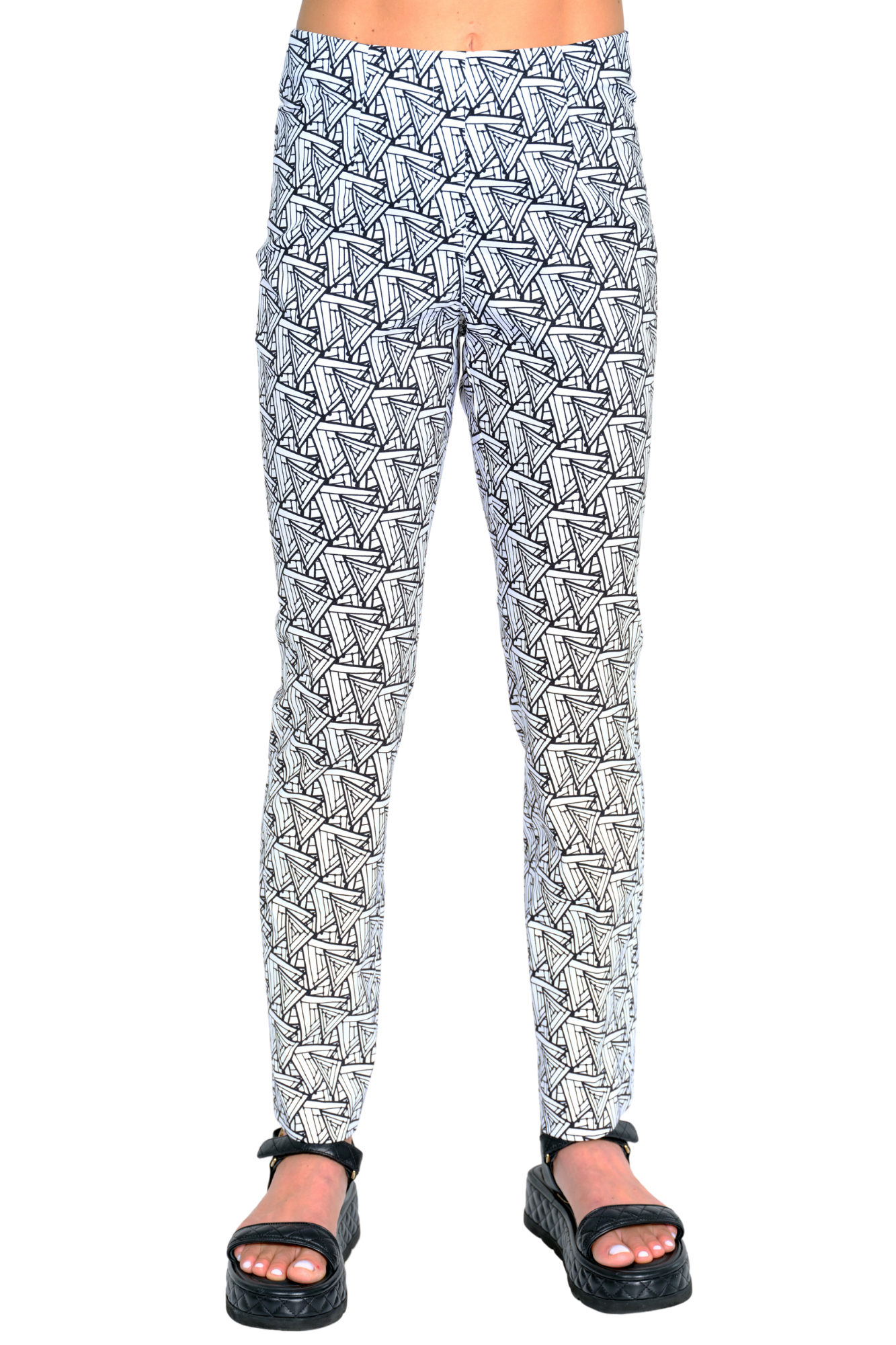 Women's Black and White Geometric Print Straight Leg Pant – Sammy