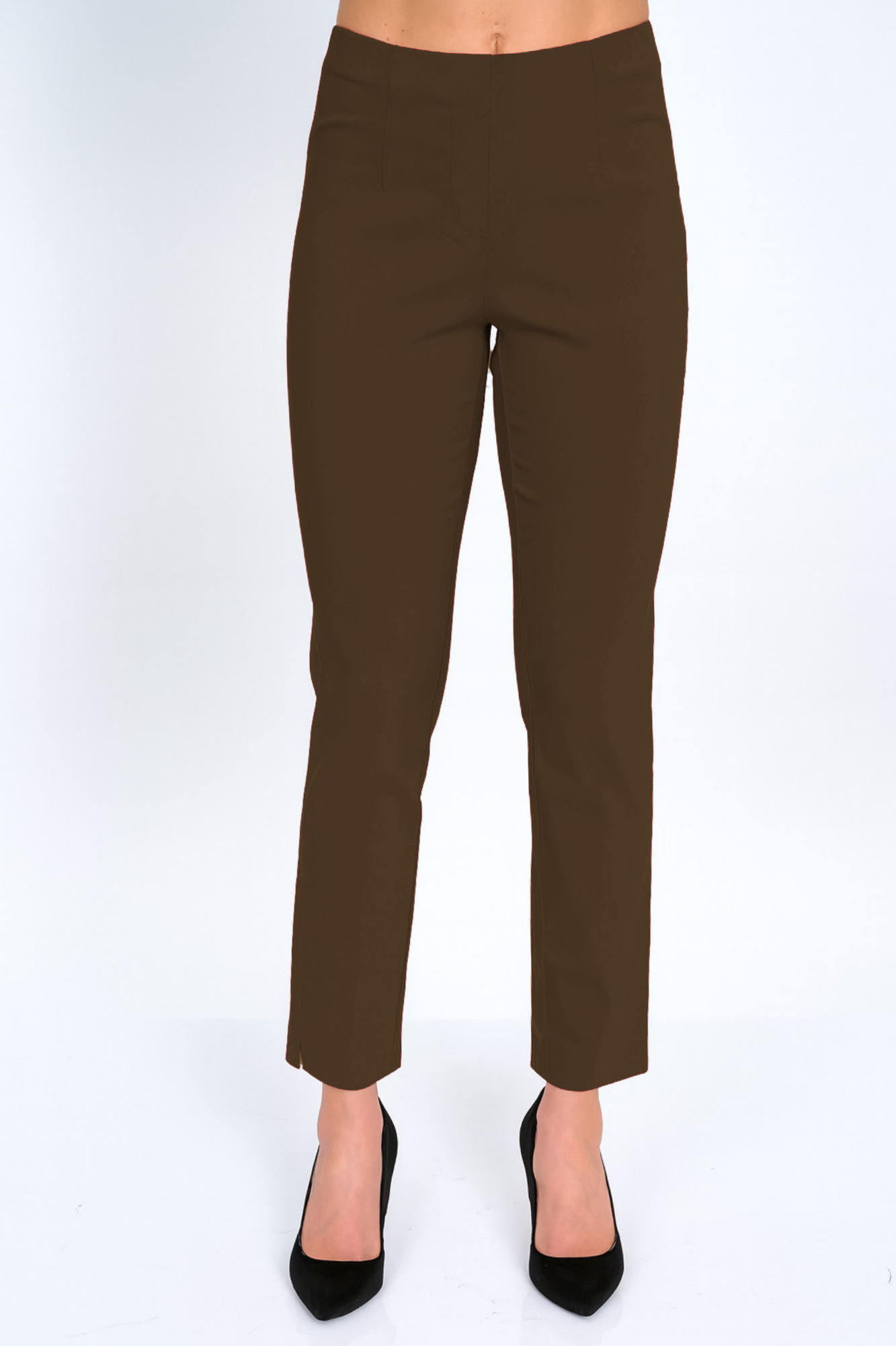 LIOR Women's Brown Dressy Pull On Pants For Office-"Sasha"