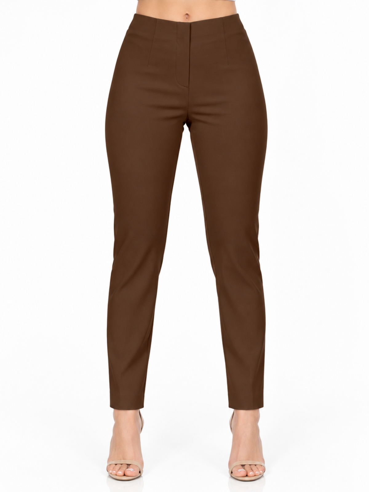 LIOR Women's Brown Dressy Pull On Pants For Office-"Sasha"