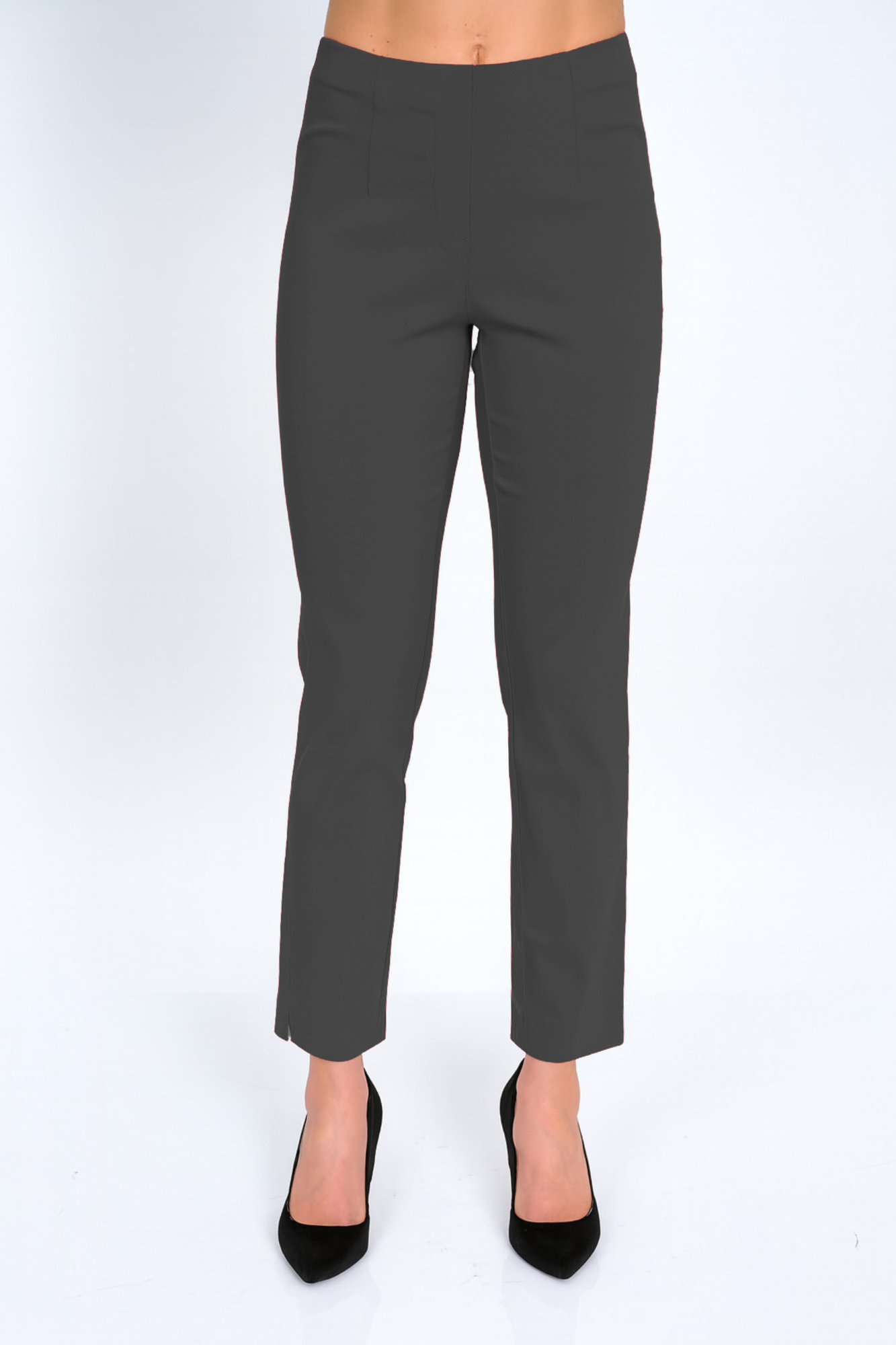 LIOR Women's Charcoal Dressy Pull On Pants For Office-"Sasha"