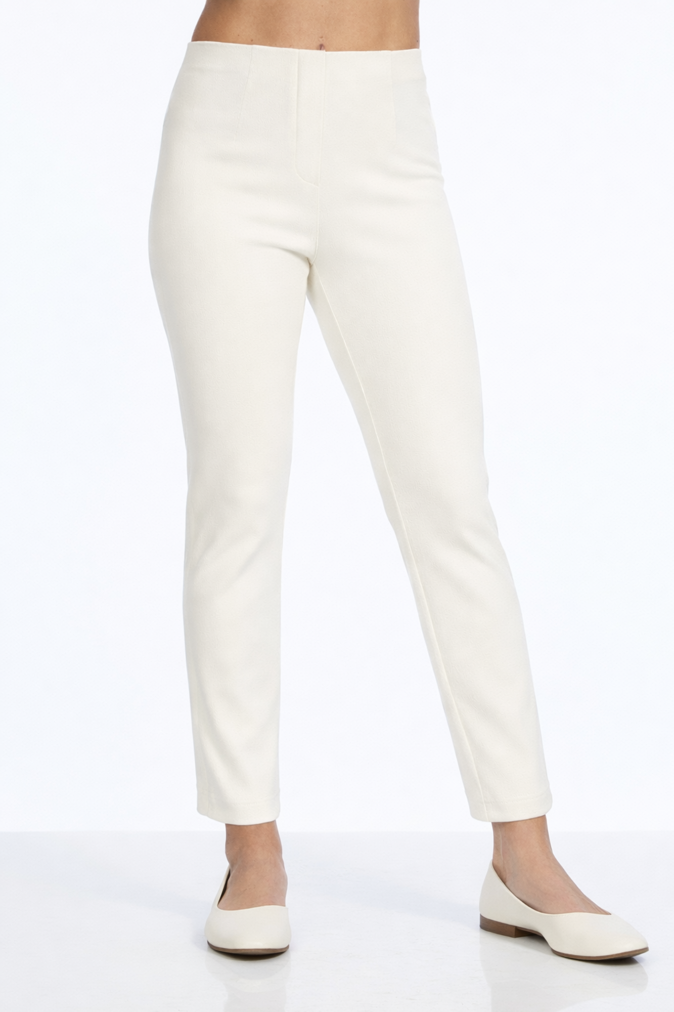 LIOR Women's Créme Tapered Ankle Pant In Ponte - "Sasha"