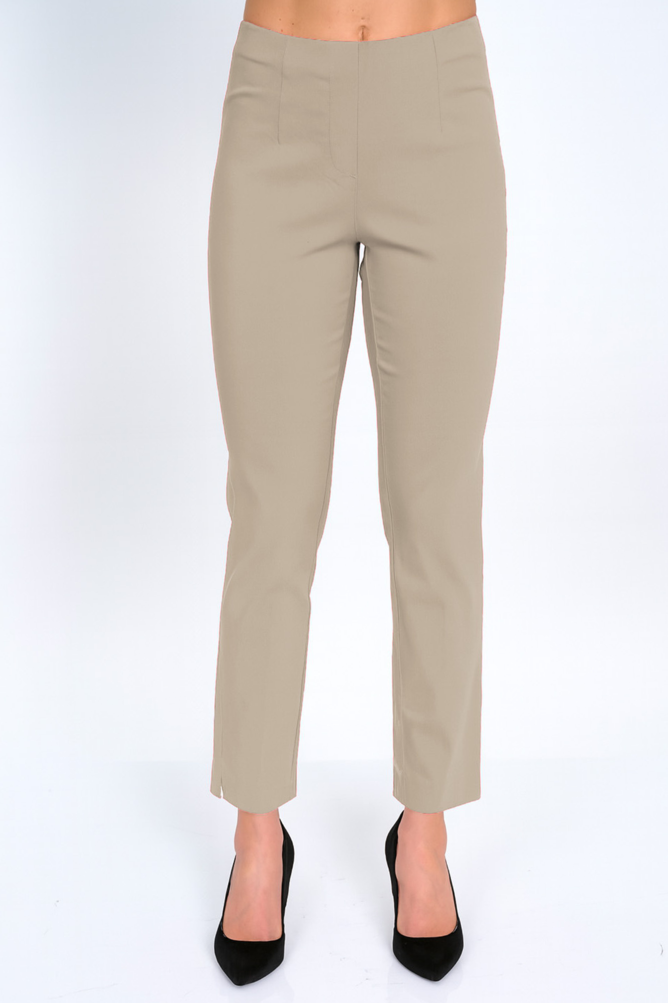LIOR Women's Lt Taupe Dressy Pull On Pants For Office-"Sasha"