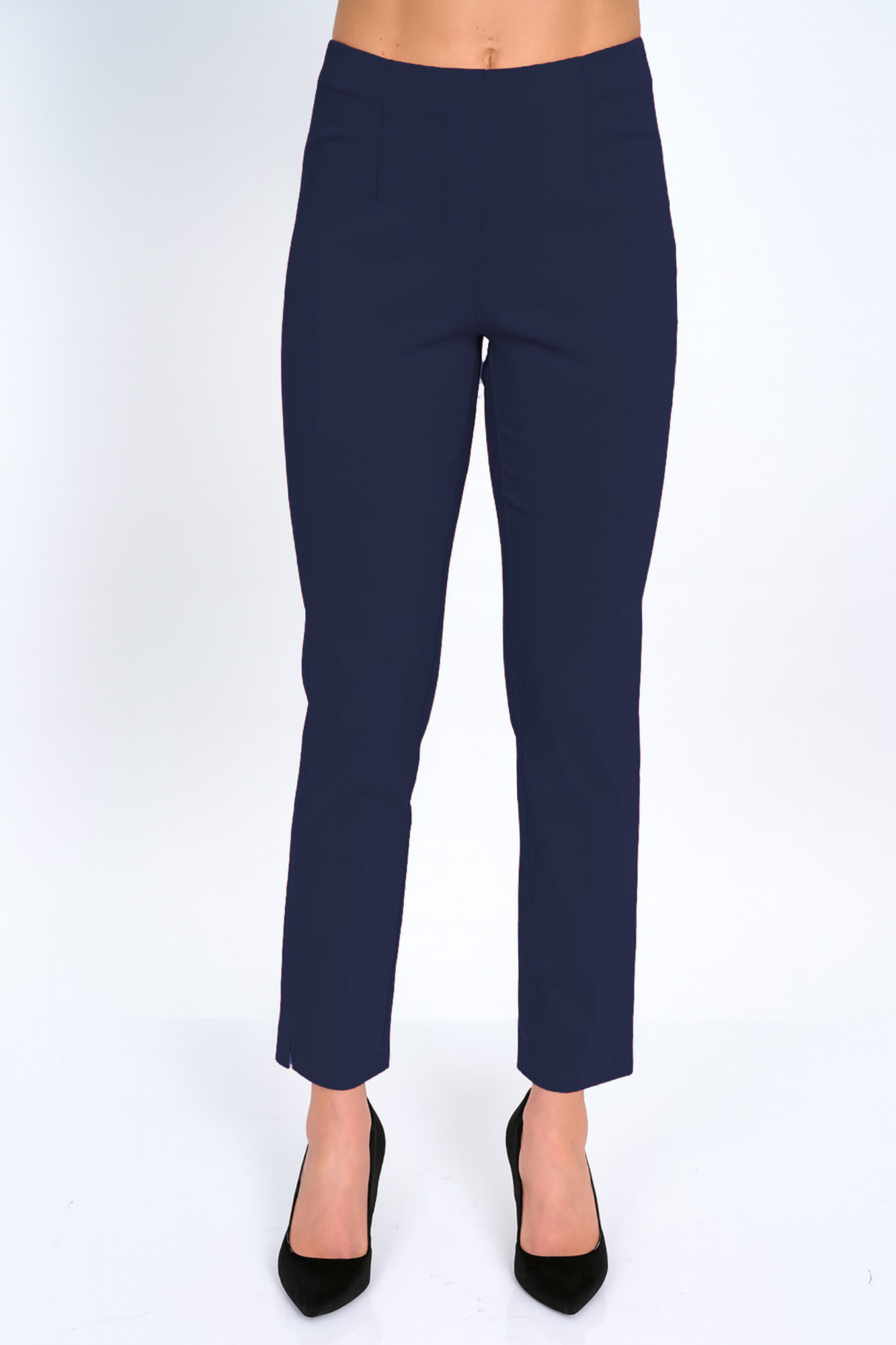 LIOR Women's Navy Dressy Pull On Pants For Office-"Sasha"