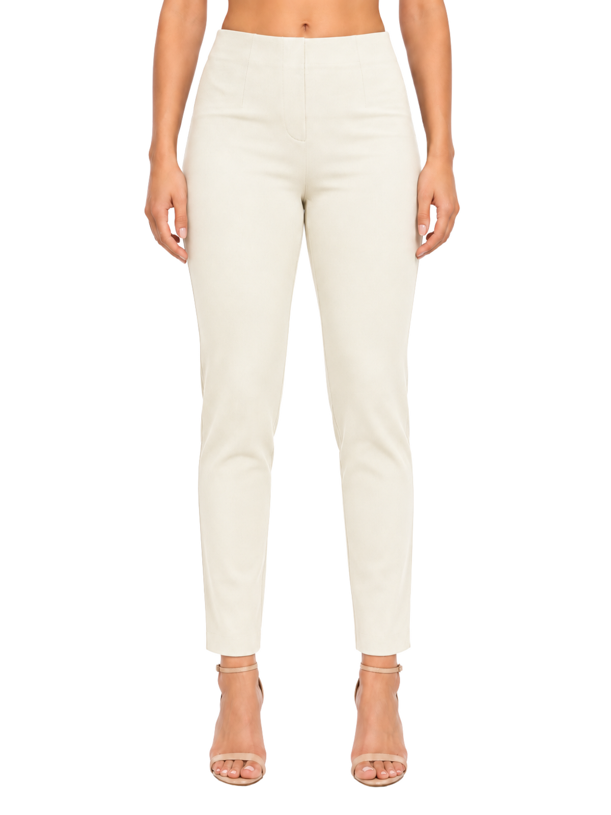LIOR Women's 28" Inseam Créme Tapered Ankle Pant In Soft Buttery Ponte Ponte - "Sasha"