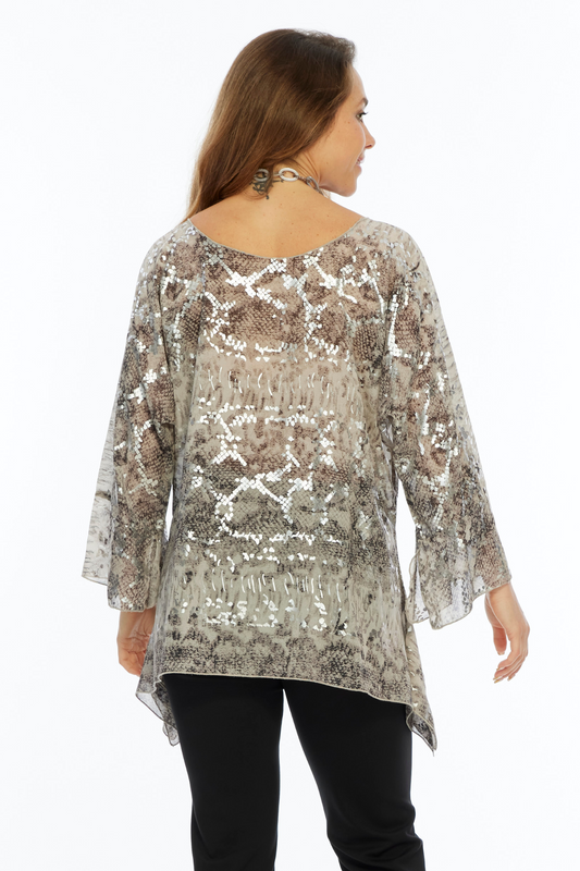 Sheer Silver Blouse One Size Fits All F| LIOR