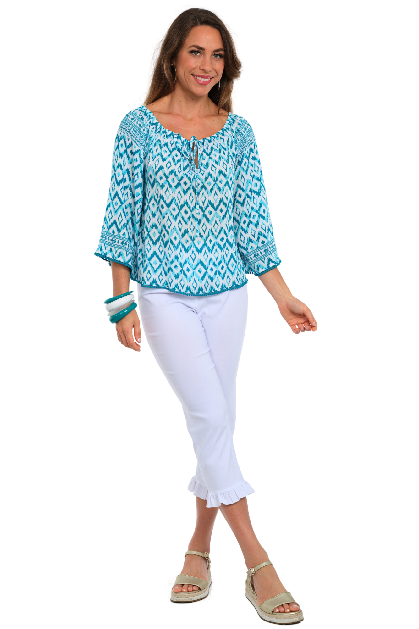 LIOR Women's Ruffle Bottom Pull-On Capri Made In France - "Fly"