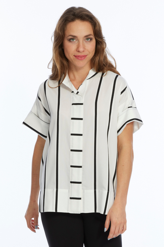 White and black Cap Sleeve Top | HEART | LIOR