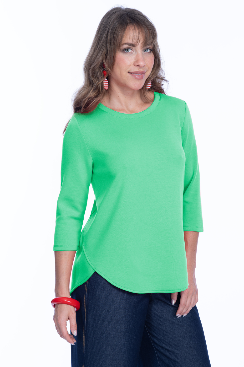ZOFI Women's 3/4 Sleeves Ponte Knit Tunic Top | LIOR- Alisha.D