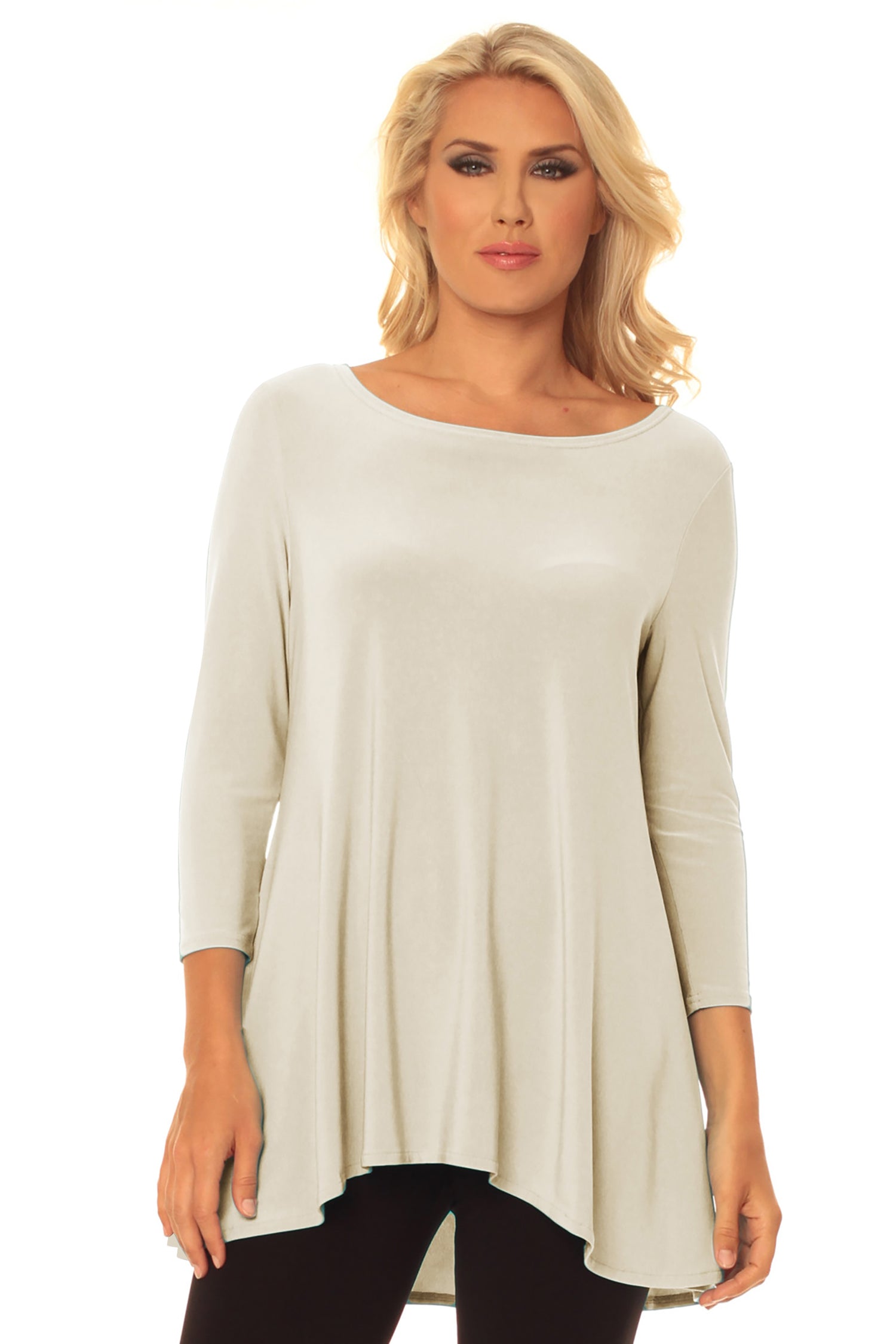 Women's High Low Tunic For Leggings - Neutral Colors