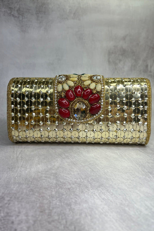 women's gold sequence clutches