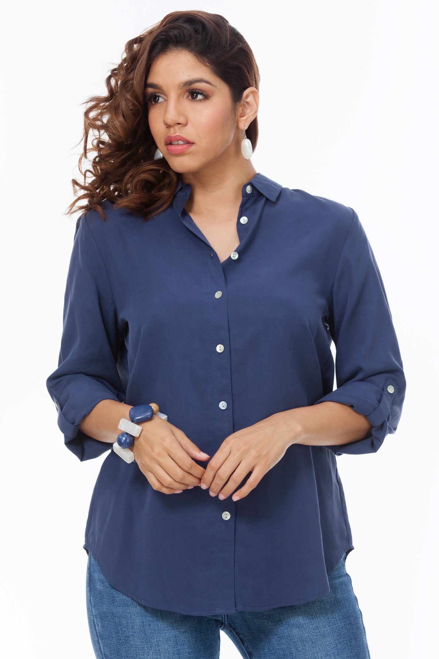 Women's Long Sleeve Button Down Shirt DK22 | LIOR