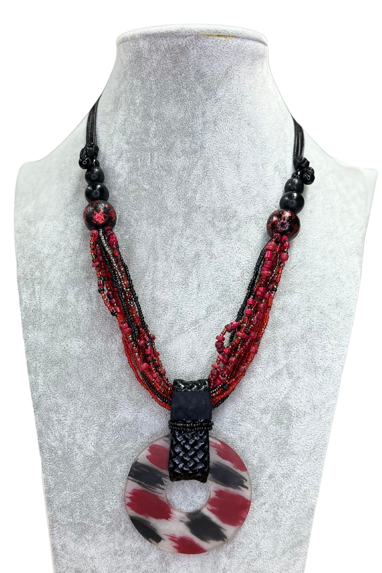 Black & Wine Pendant With Coconut Beads Necklace Alisha D
