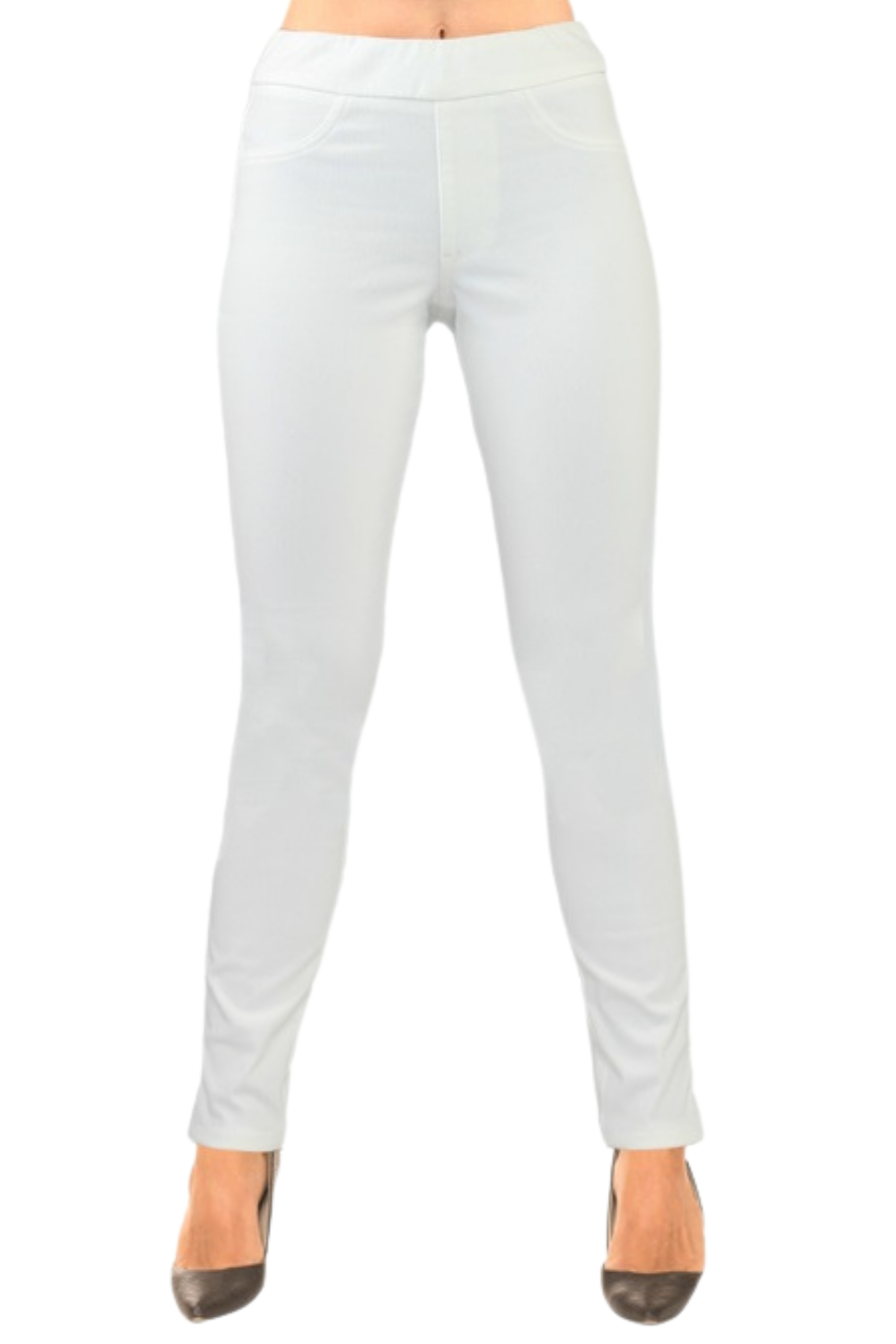 WHITE DENIM PULL ON TROUSERS SAGE LIOR PANTS WOMEN'S