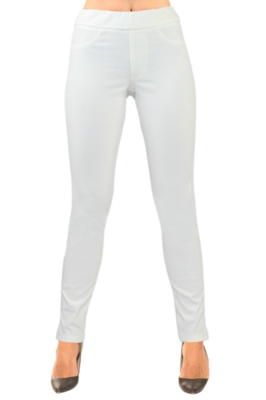 WHITE DENIM PULL ON TROUSERS SAGE LIOR PANTS WOMEN'S